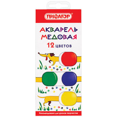 Краски акварельные медовые 12 цветов ПИФАГОР &laquo;ВЕСЕЛАЯ ТАКСА&raquo;, картонная коробка, 192007