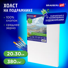 Холст на подрамнике BRAUBERG ART CLASSIC, 20&times;30 см, 380 г/<wbr/>м<sup>2</sup>, грунтованный, 100% хлопок, 192194