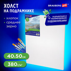Холст на подрамнике BRAUBERG ART CLASSIC, 40&times;50 см, 380 г/<wbr/>м<sup>2</sup>, грунтованный, 100% хлопок, 192197