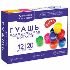 Гуашь BRAUBERG &laquo;АКАДЕМИЯ КЛАССИЧЕСКАЯ ЭКСТРА&raquo;, 12 цветов по 20 мл, 192366