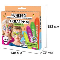 Аквагрим для лица и тела, 6 НЕОНОВЫХ цветов, FUNSTER (ФАНСТЕР), легко смываются, 192573