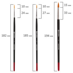 Кисти BRAUBERG, набор 5 шт. (синтетика, круглые № 1, 2, 5, плоские № 5, 8), блистер, 200219