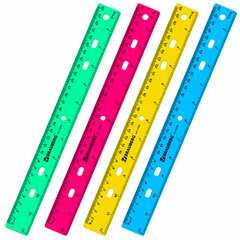 Линейка пластиковая 30 см, BRAUBERG &laquo;Crystal&raquo;, тонированная, ассорти, 210291