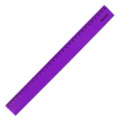 Линейка пластиковая 30 см BRAUBERG &laquo;NEON&raquo;, ассорти, пакет, 210751