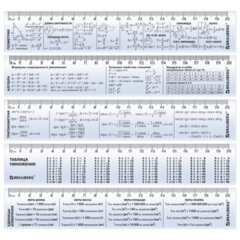 Линейки пластиковые 20 см справочные BRAUBERG, НАБОР 5 шт., для 1-11 классов, пенал, 210893