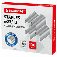 Скобы для степлера №23/<wbr/>13, 1000 штук, BRAUBERG, от 30 до 80 листов, 220951