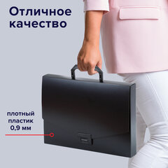 Папка-портфель пластиковая BRAUBERG &laquo;Energy&raquo; А4 (330&times;256&times;32 мм), без отделений, черная, 221202