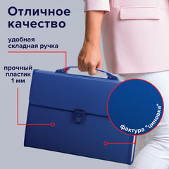 Папка-портфель пластиковая BRAUBERG А4 (332&times;245&times;35 мм), 13 отделений, синяя, 221379