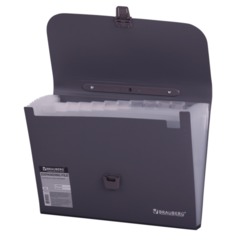 Папка-портфель пластиковая BRAUBERG А4 (327&times;254&times;30 мм), 13 отделений, серая, 221438