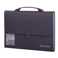 Папка-портфель пластиковая BRAUBERG А4 (327&times;254&times;30 мм), 13 отделений, серая, 221438