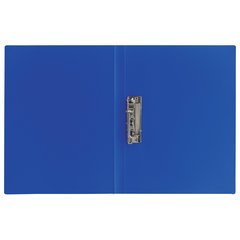Папка с боковым металлическим прижимом BRAUBERG стандарт, синяя, до 100 листов, 0,6 мм, 221629