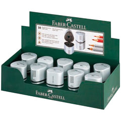 Точилка FABER-CASTELL &laquo;Trio Grip 2001&raquo;, 3 отверстия, 2 контейнера, пластиковая, серебристая, 183800