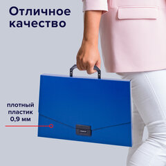 Папка-портфель пластиковая BRAUBERG &laquo;Energy&raquo;, А4 (330&times;256&times;32 мм), без отделений, синий, 222082