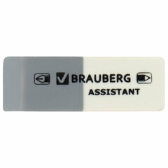 Ластик BRAUBERG &laquo;Assistant&raquo;, 41&times;14&times;8 мм, серо-белый, прямоугольный, скошенные края, 222461