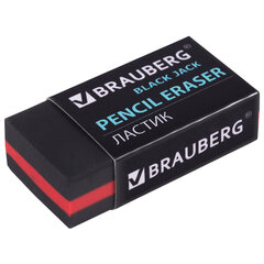 Ластик BRAUBERG &laquo;BlackJack&raquo;, 40&times;20&times;11 мм, черный, прямоугольный, картонный держатель, 222466