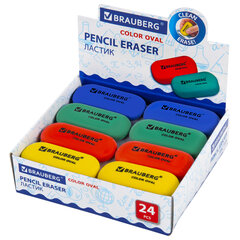 Ластик BRAUBERG &laquo;Color Oval&raquo;, 55&times;23&times;10 мм, цвет ассорти, овальный, 222470