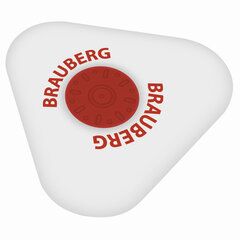 Ластик BRAUBERG &laquo;Universal&raquo;, 45&times;45&times;10 мм, белый, треугольный, красный пластиковый держатель, 222473