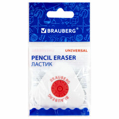 Ластик BRAUBERG &laquo;Universal&raquo;, 45&times;45&times;10 мм, белый, треугольный, красный пластиковый держатель, 222473