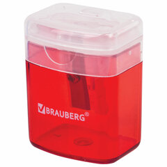 Точилка BRAUBERG &laquo;OfficeBox&raquo;, с контейнером и крышкой, прямоугольная, в упаковке с подвесом, ассорти, 222494