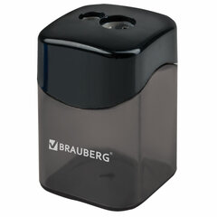 Точилка BRAUBERG &laquo;Win&raquo;, 2 отверстия для чернографитных карандашей (в том числе утолщенных), с большим контейнером, с крышкой, ассорти,222495