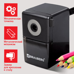 Точилка механическая BRAUBERG &laquo;BLACK JACK&raquo;, крепление к столу, металлический механизм, цвет чёрный, 222516