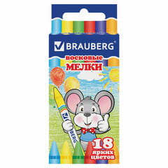 Восковые мелки BRAUBERG, НАБОР 18 цветов, 222963