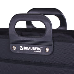 Папка-портфель пластиковая BRAUBERG &laquo;ПРЕМЬЕР&raquo; А4 (390&times;315&times;120 мм) 3 отделения, фактура &laquo;бисер&raquo;, черная, 223082