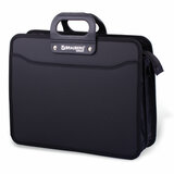 Папка-портфель пластиковая BRAUBERG "ПРЕМЬЕР" А4 (390х315х120 мм) 3 отделения, фактура "бисер", черная, 223082
