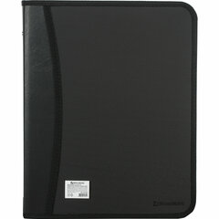Папка на молнии пластиковая BRAUBERG, А4, 350&times;282&times;33 мм, 2 отделения, 4 кармана, бизнес-класс, черная, 225166