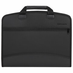 Папка-портфель пластиковая BRAUBERG А4+ (375&times;305&times;60 мм), 4 отделения, 2 кармана, на молнии, черный, 225169