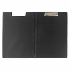 Папка-планшет ОФИСМАГ, А4 (340&times;240 мм), с прижимом и крышкой, картон/<wbr/>ПВХ, РОССИЯ, черная, 225982