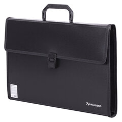 Папка-портфель пластиковая BRAUBERG ПРЕЗИДЕНТ А4 (390&times;260&times;40 мм), 3 отделения, черная, РОССИЯ, 226022