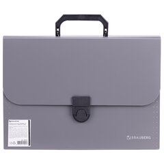 Папка-портфель пластиковая BRAUBERG &laquo;ПРОЕКТ&raquo;, А4 (330&times;240&times;35 мм), 13 отделений, серый, РОССИЯ, 226027
