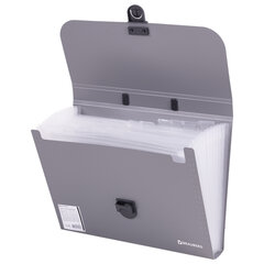 Папка-портфель пластиковая BRAUBERG &laquo;ПРОЕКТ&raquo;, А4 (330&times;240&times;35 мм), 13 отделений, серый, РОССИЯ, 226027