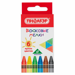 Восковые мелки ПИФАГОР &laquo;СОЛНЫШКО&raquo;, НАБОР 6 цветов, 227278