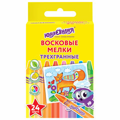 Восковые мелки трехгранные ЮНЛАНДИЯ &laquo;ЮНЛАНДИК И МУДРЫЙ ЛИС&raquo;, НАБОР 24 цвета, 227291