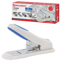 Степлер МОЩНЫЙ №24/<wbr/>6-23/<wbr/>15 BRAUBERG &laquo;Heavy duty PRO&raquo;, до 100 листов, эргономичный, серо-синий, 227661