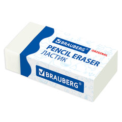 Ластик BRAUBERG &laquo;Original&raquo;, 38&times;20&times;10 мм, белый, прямоугольный, картонный держатель, 228073