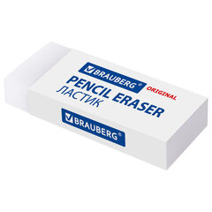 Ластик большой BRAUBERG EXTRA, 60&times;24&times;11 мм, белый, прямоугольный, экологичный ПВХ, картонный держатель, 228074