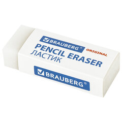 Ластик BRAUBERG &laquo;Original&raquo;, 45&times;17&times;10 мм, белый, прямоугольный, экологичный ПВХ, картонный держатель, 228076