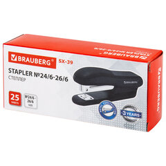 Степлер №24/<wbr/>6, 26/<wbr/>6 BRAUBERG &laquo;SX-39&raquo;, до 25 листов, черный, 228590