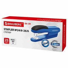 Степлер №24/<wbr/>6, 26/<wbr/>6 BRAUBERG &laquo;SX-39&raquo;, до 25 листов, синий, 228591