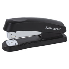 Степлер №24/<wbr/>6, 26/<wbr/>6 BRAUBERG &laquo;Standard+&raquo;, до 30 листов, черный, 228608