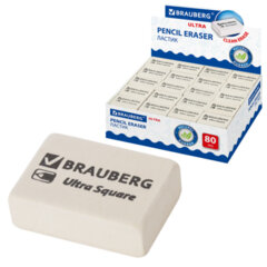 Ластик BRAUBERG &laquo;Ultra Square&raquo;, 26&times;18&times;8 мм, белый, натуральный каучук, 228707