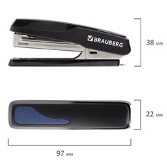 Степлер №10 BRAUBERG &laquo;Extra&raquo;, до 20 листов, антистеплер, черно-синий, 229078