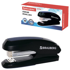 Степлер №24/<wbr/>6, 26/<wbr/>6 BRAUBERG &laquo;Extra&raquo;, до 30 листов, черно-синий, 229084