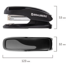 Степлер №24/<wbr/>6, 26/<wbr/>6 BRAUBERG &laquo;Extra&raquo;, до 30 листов, черно-серый, 229086