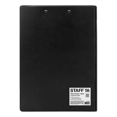 Папка-планшет STAFF, А4 (318&times;228 мм), с прижимом и крышкой, картон/<wbr/>ПВХ, ЧЕРНАЯ, 229557