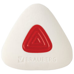 Ластик BRAUBERG &laquo;Trios PRO&raquo;, 36&times;36&times;9 мм, белый, треугольный, красный пластиковый держатель, 229559