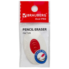 Ластик BRAUBERG &laquo;Oval PRO&raquo;, 40&times;26&times;8 мм, овальный, красный пластиковый держатель, 229560
